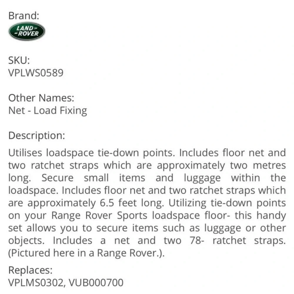 Land Rover Accessory Kit - Cargo Net - Picture 4 of 4